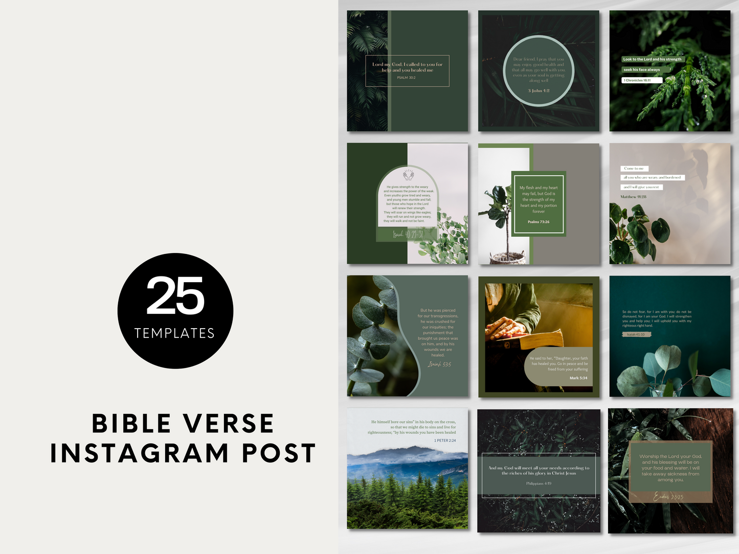 25 Scripture Instagram Template - Greenery