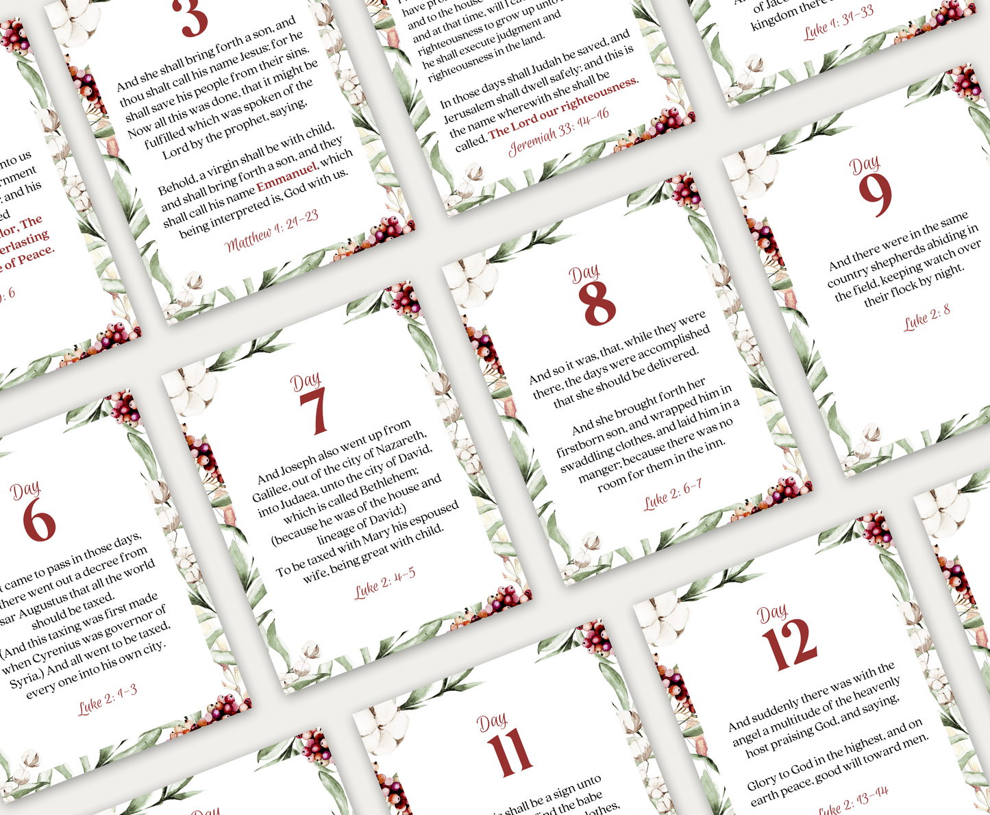 25 Days of Christmas Advent Scripture Floral Card