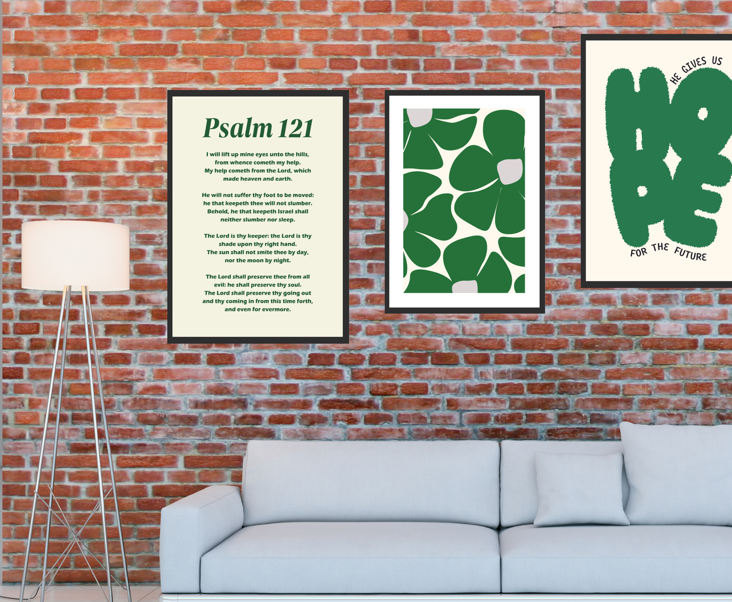 Scripture Wall Art Set of 3 -Green