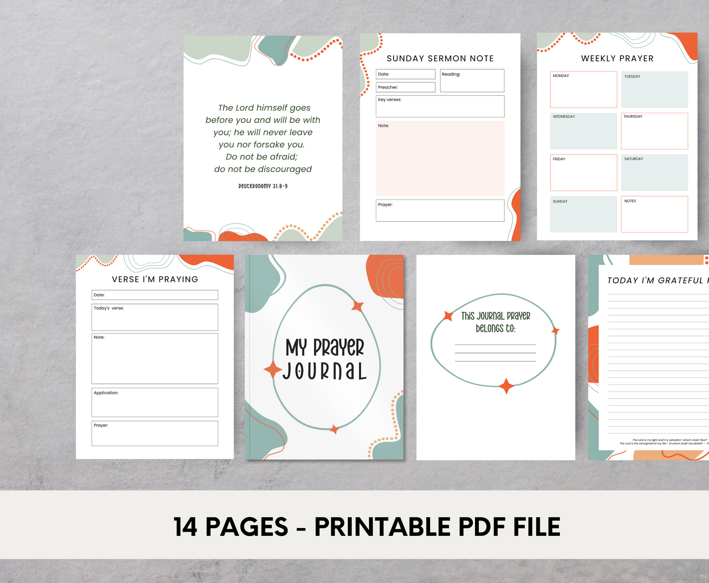 Prayer Journal & Sermon Notes - 14 Pages