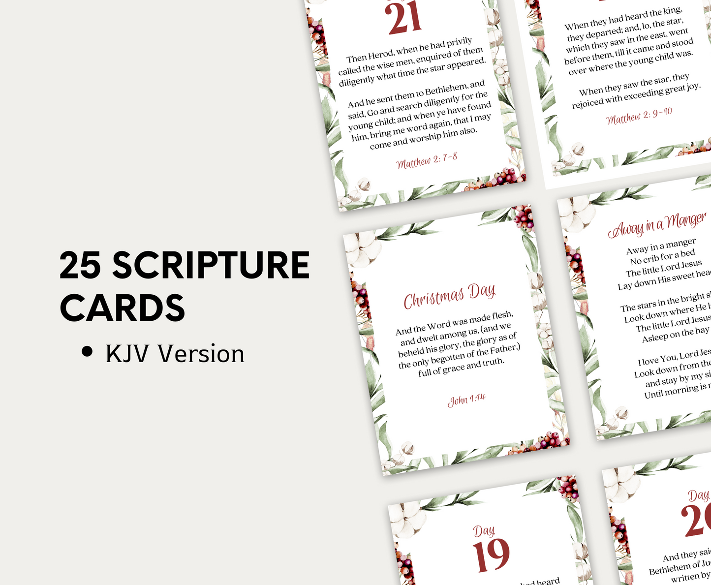 25 Days of Christmas Advent Scripture Floral Card