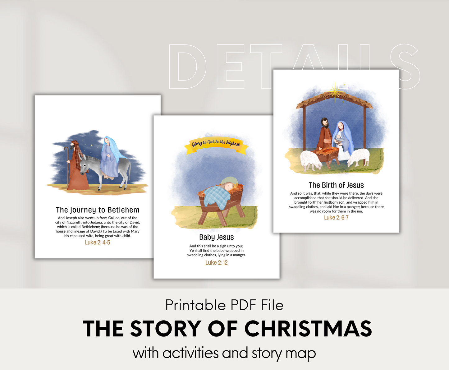 Children Nativity Story Card Sequence - KJV Version