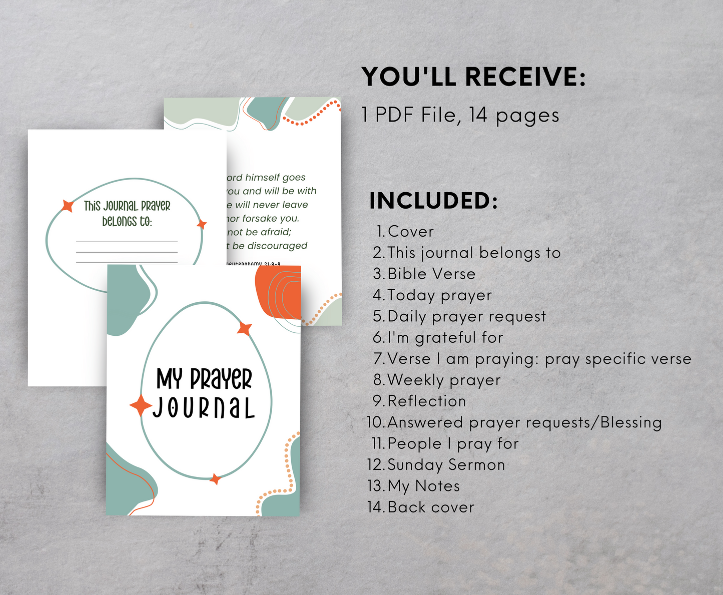 Prayer Journal & Sermon Notes - 14 Pages