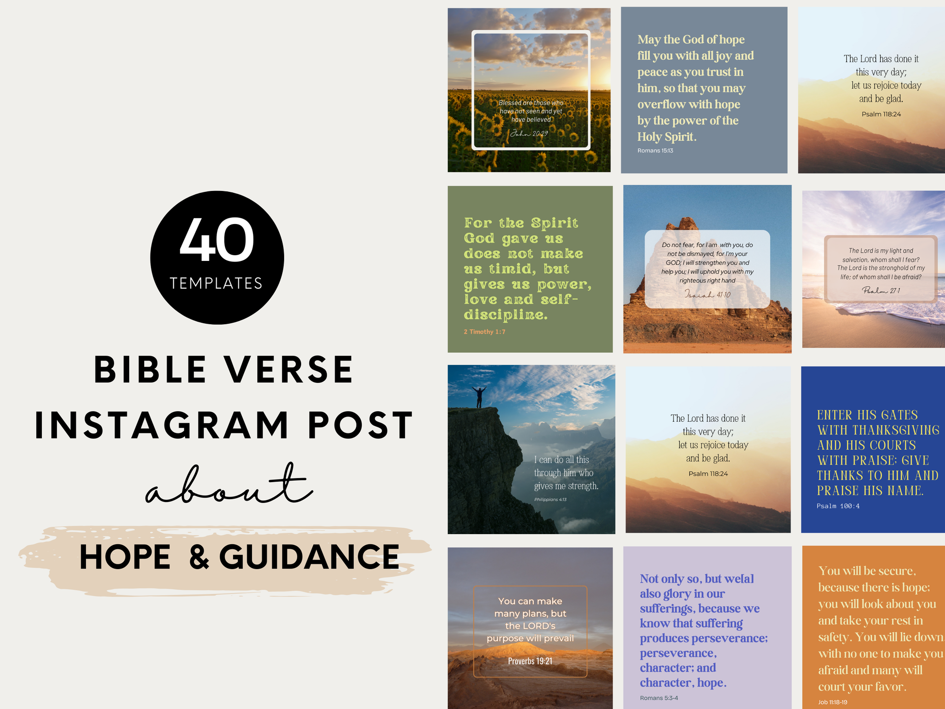 40 Bible Verse Instagram Post about hope and guidance for Christian Blogger and Content Creator