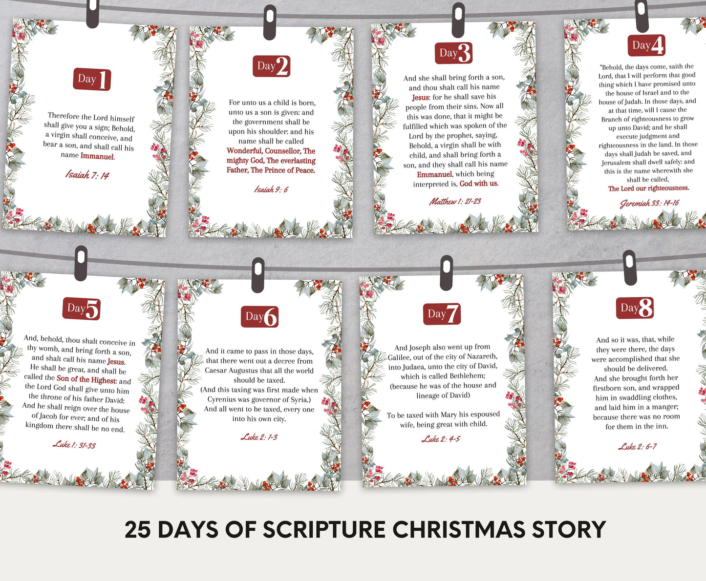 25 Days of Christmas Advent Scripture KJV