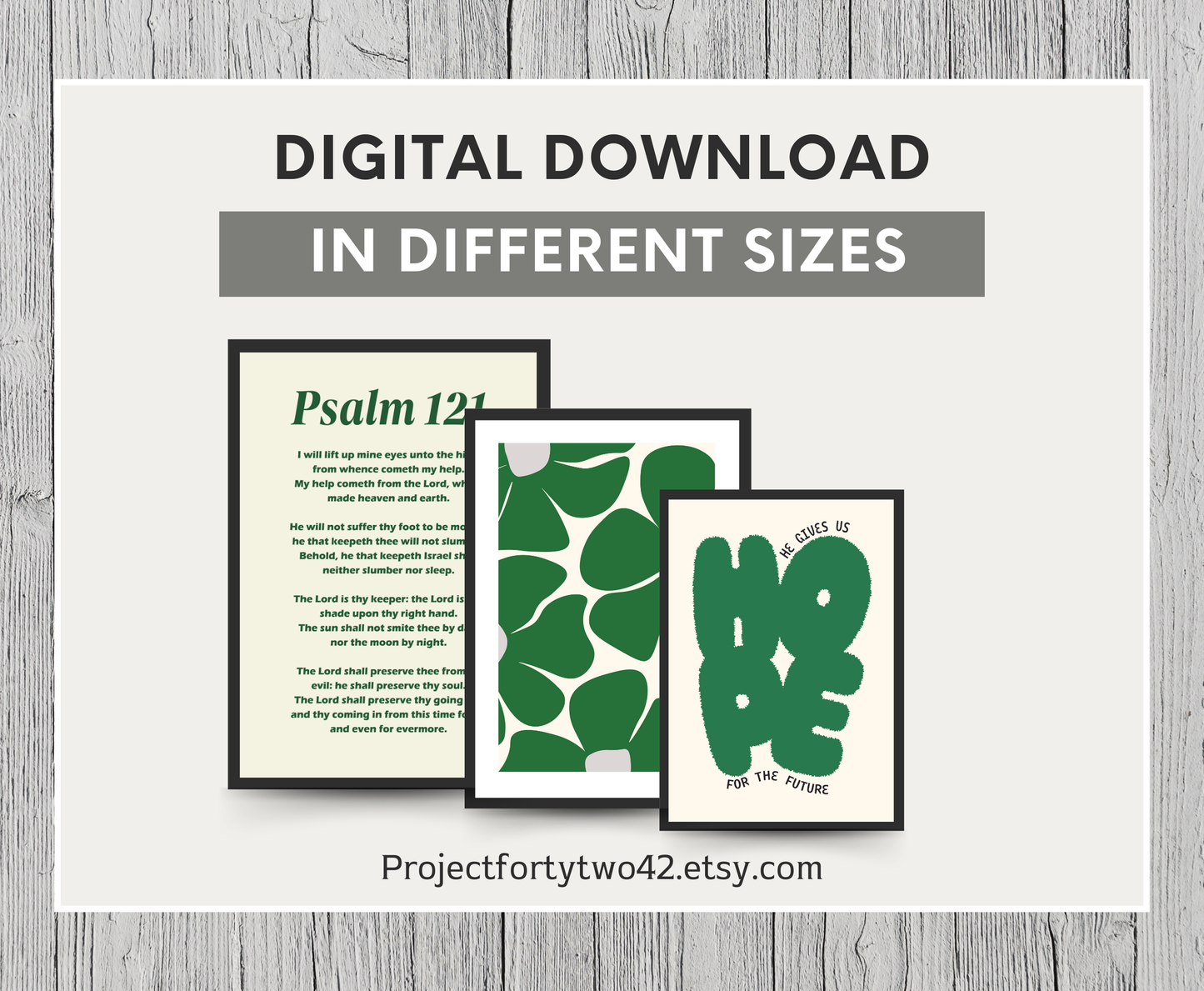 Scripture Wall Art Set of 3 -Green