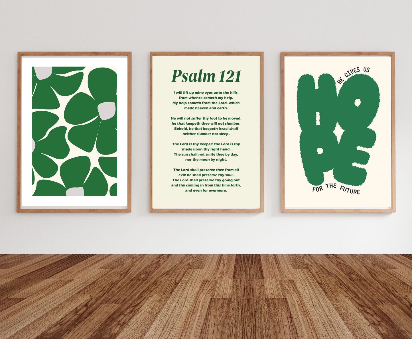 Scripture Wall Art Set of 3 -Green