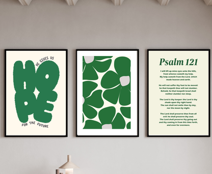 Scripture Wall Art Set of 3 -Green