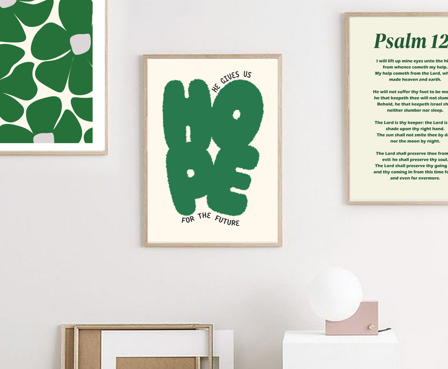 Scripture Wall Art Set of 3 -Green