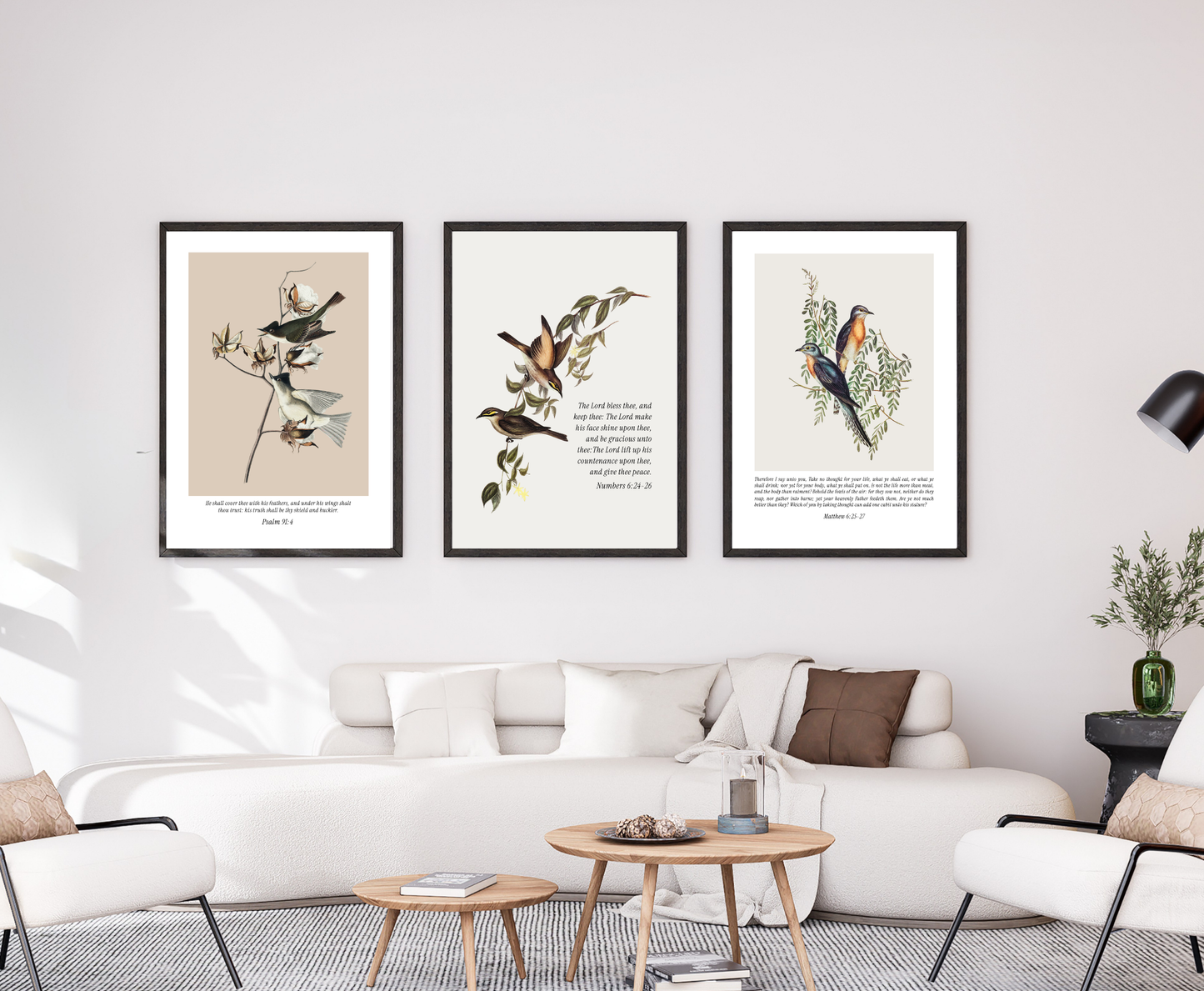 Scripture Wall Art Set of 3 - Vintage Inspired