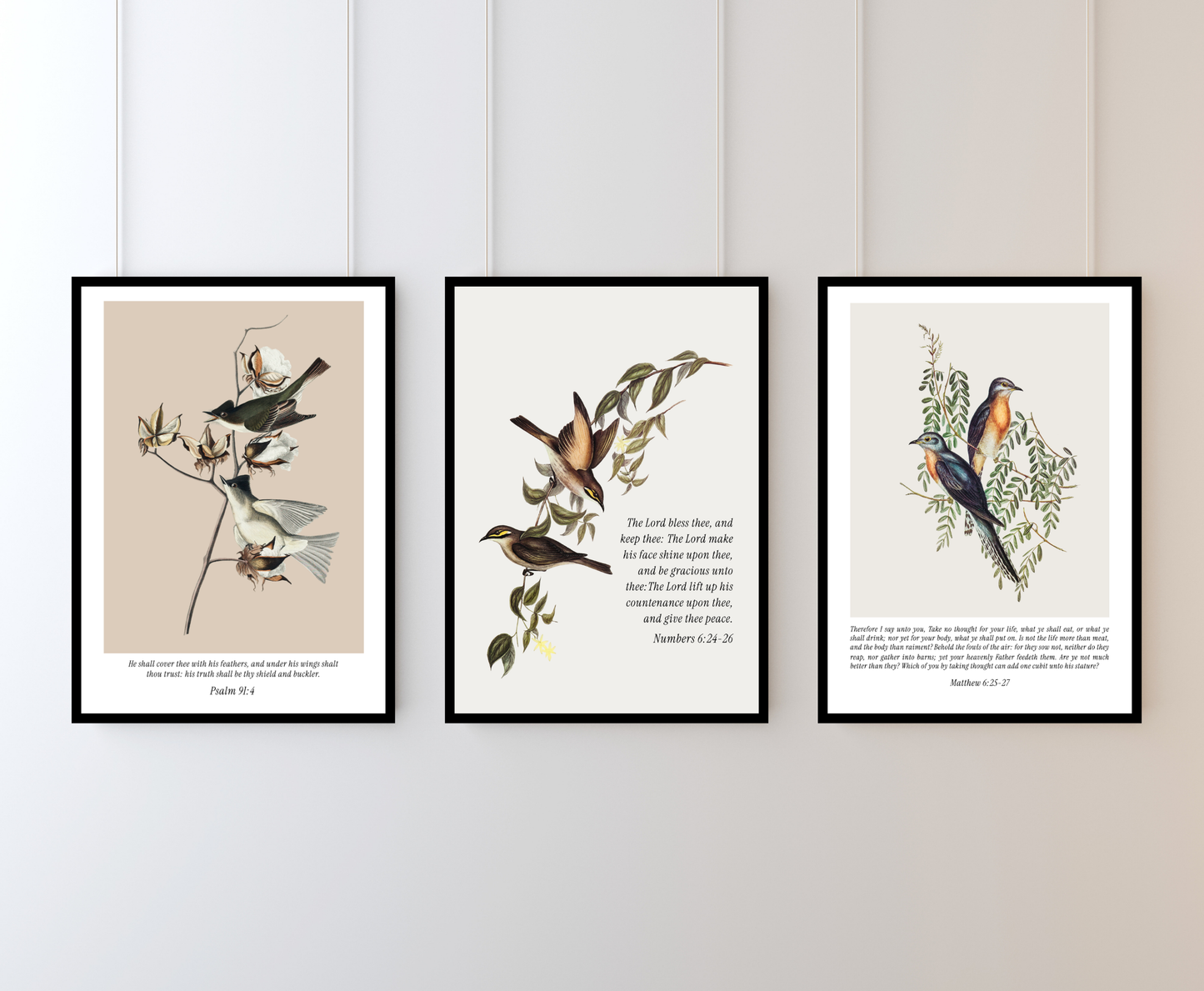 Scripture Wall Art Set of 3 - Vintage Inspired