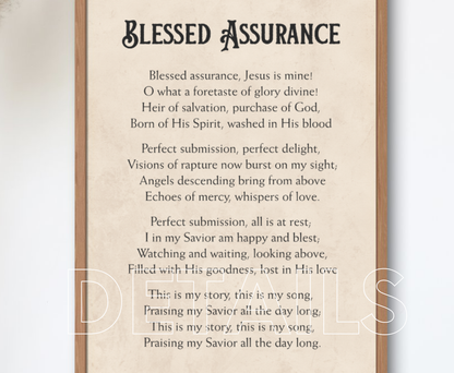 Blessed Assurance Hymn - Wall Art