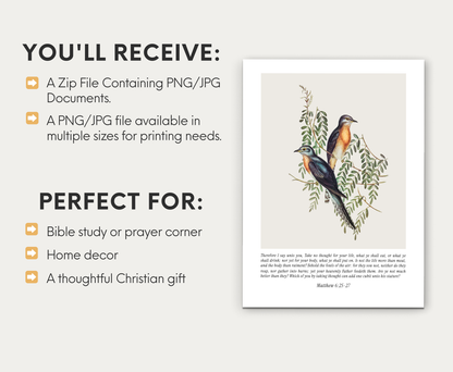 Christian Wall Art - Matthew 6:25-27